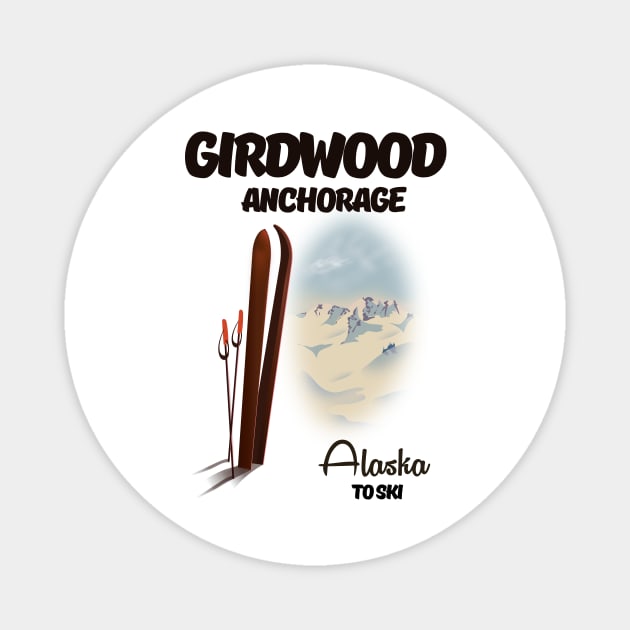 Girdwood anchorage alaska ski Magnet by nickemporium1